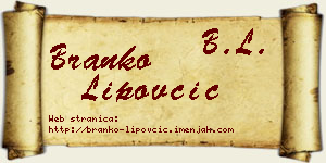 Branko Lipovčić vizit kartica